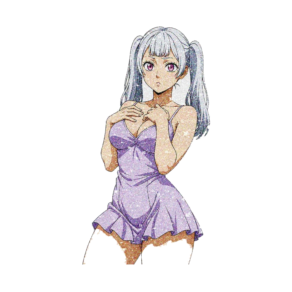 Silver Haired Anime Girl Glitter Sticker